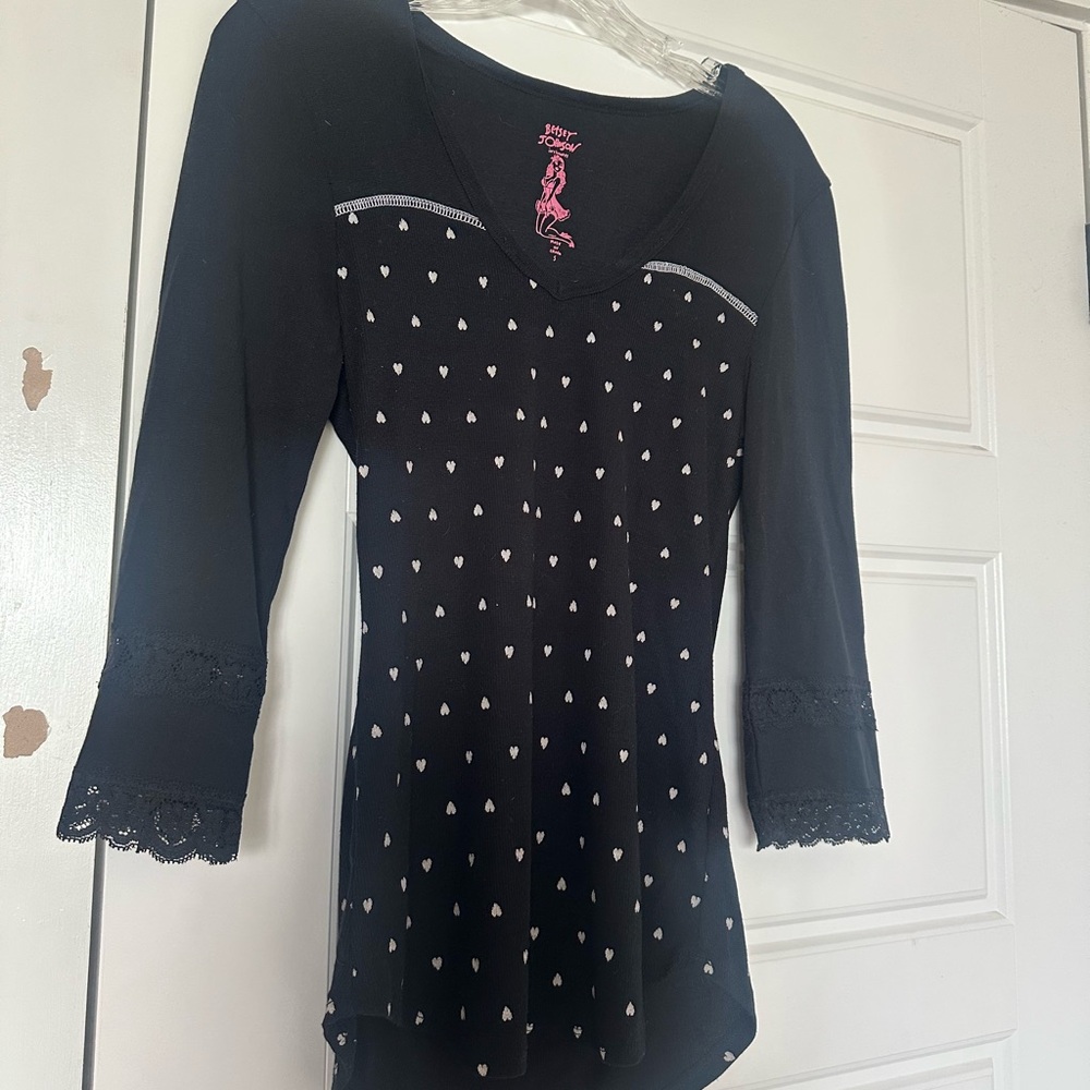 Betsey Johnson black polka dot top